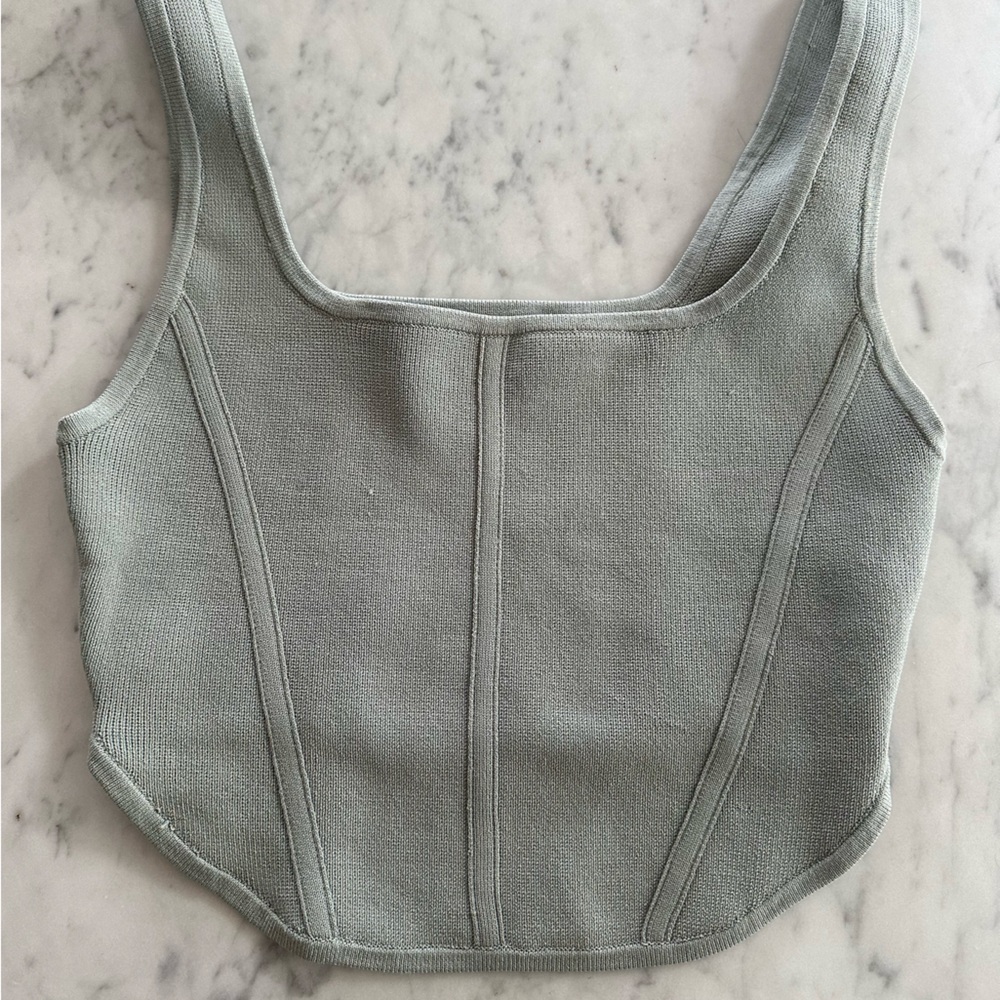 Aritizia Babaton Corset Style Tank Top in Sage Green
